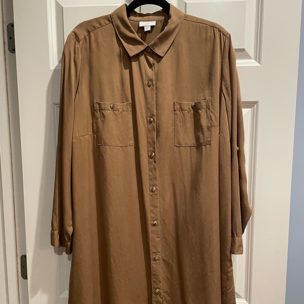 JJill Tunic with adjustable sleeves, Size XL, Camel, @ 35” length
